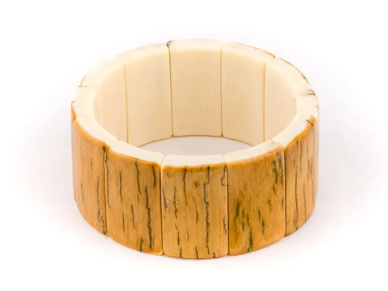 Ivory Jacks Fossilized Woolly Mammoth Ivory Tile Stretch Bracelet
