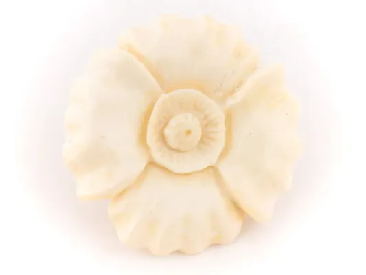 Ivory Jacks Fossilized Woolly Mammoth Ivory Alaska Four Petal Flower Brooch & Pin