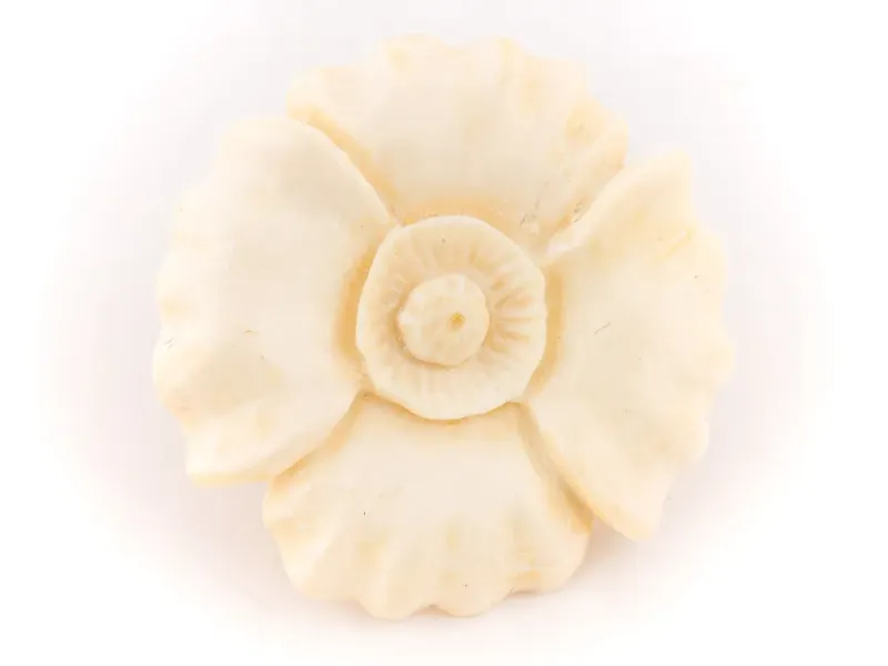 Ivory Jacks Fossilized Woolly Mammoth Ivory Alaska Four Petal Flower Brooch & Pin