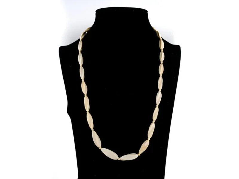 Ivory Jacks Fossilized Woolly Mammoth Ivory Wave Beaded Necklace