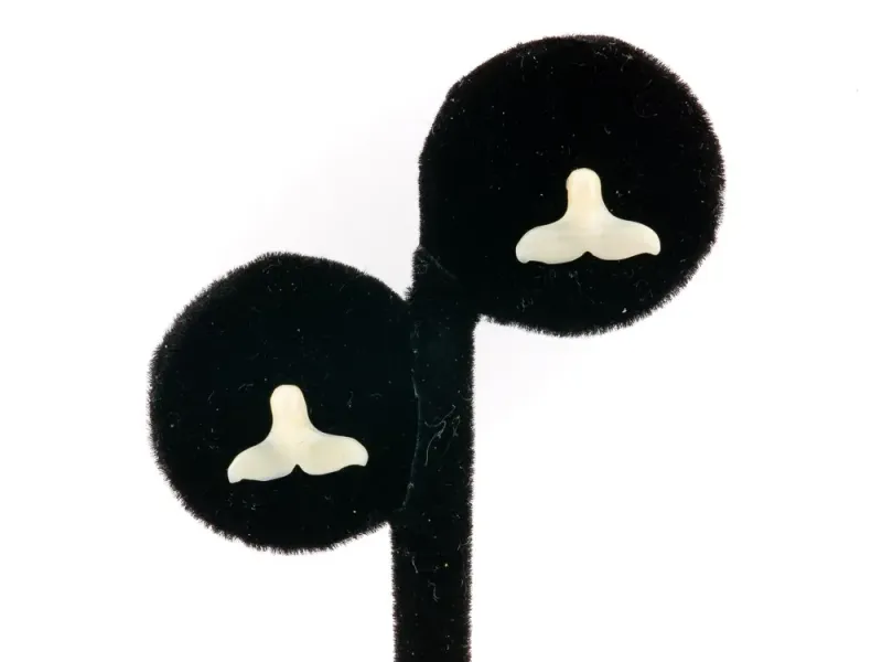 Ivory Jacks Fossilized Woolly Mammoth Ivory Whale Tail Post Earrings