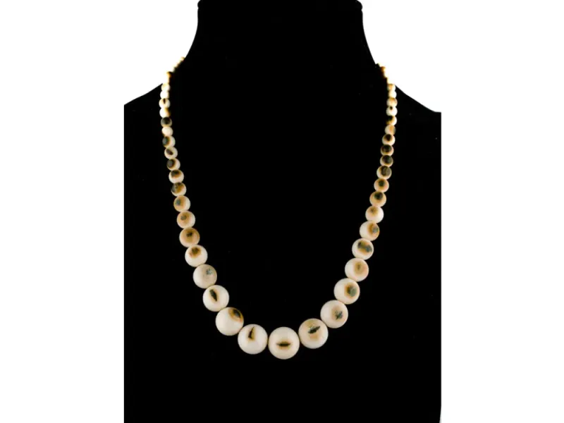 Ivory Jacks Fossilized Woolly Mammoth Graduated Beaded Necklace