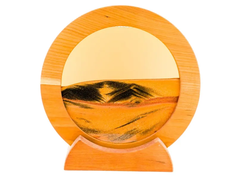 Exotic Sands Circular Cherry Wood Framed Sand Art