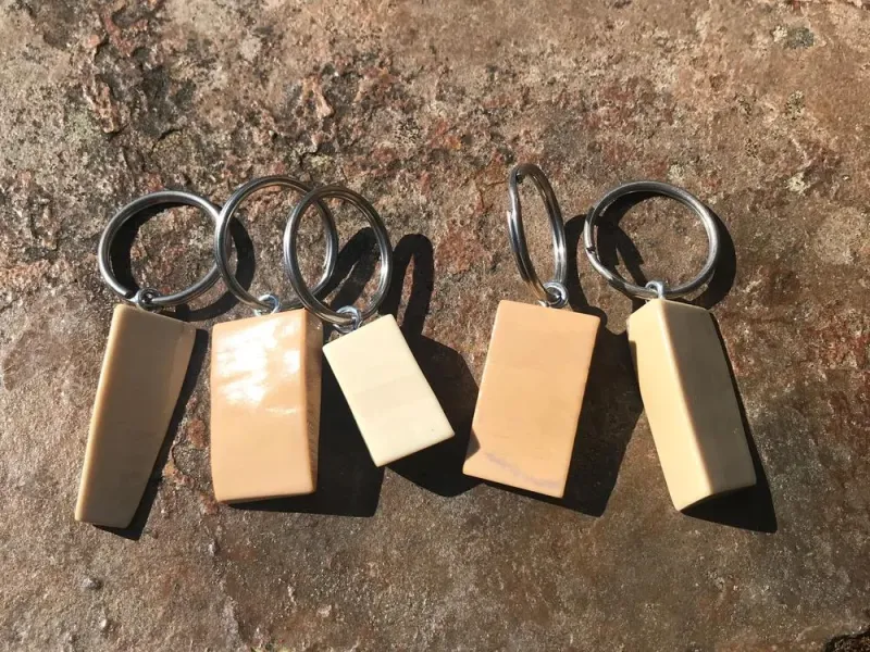 Fossilized Woolly Mammoth Ivory Rectangular Keychain
