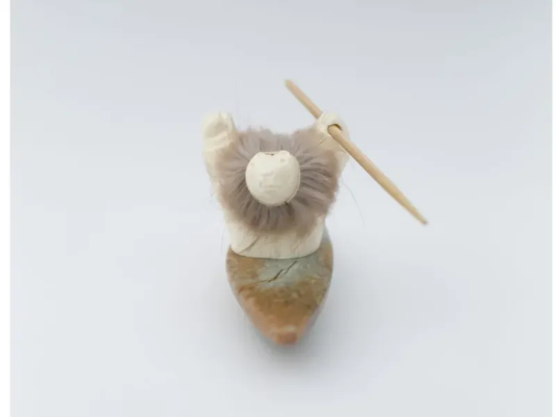 Soapstone Kayak Bear Hunter Sculpture