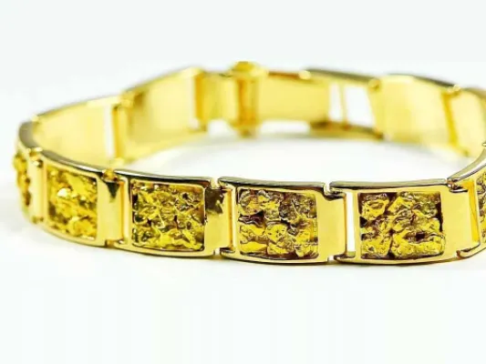 Orocal Gold Nugget Large Square Link Bracelet - B10MM11L