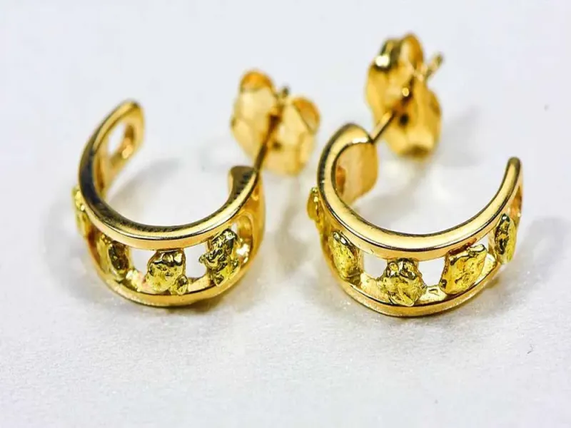 Orocal Gold Nugget Half Moon Post Earrings - EH18
