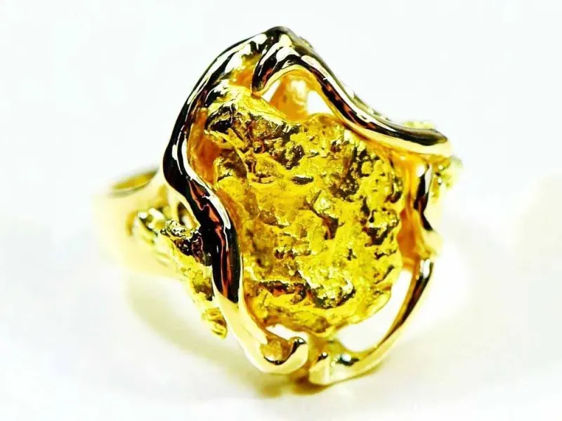 Orocal Large Gold Nugget Women's Ring With Side Nuggets - RL232L
