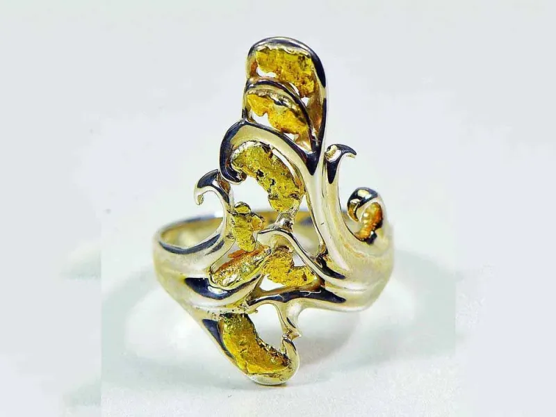 Orocal Stylized Gold Nugget Ladies Ring - RL469NSS