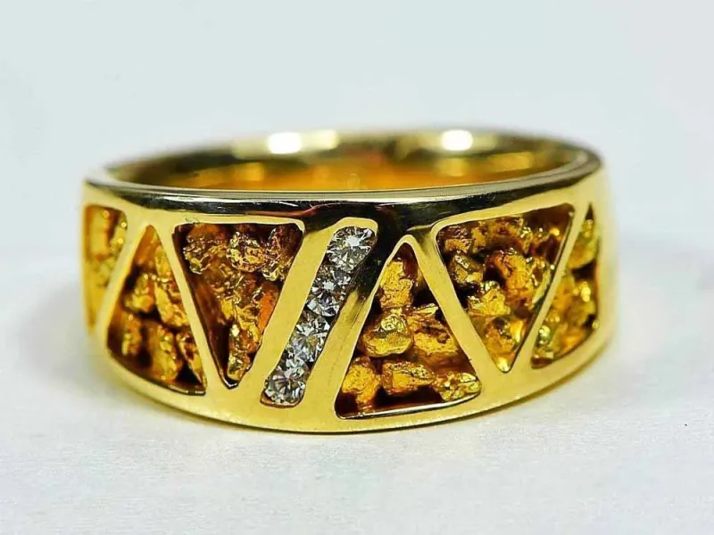 Orocal Genuine Hand Crafted Gold Nugget Men's Ring - RM883D20N