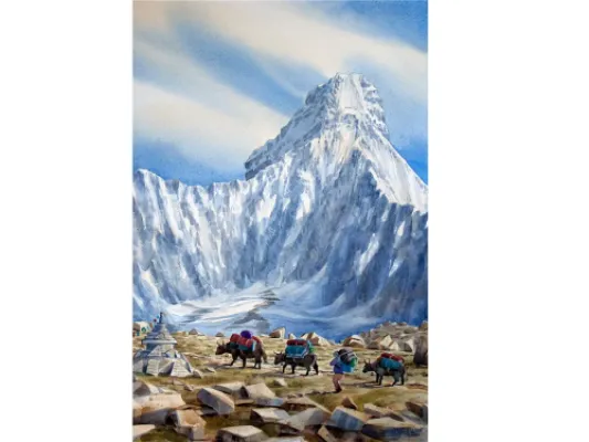 "Ama Dablam" Original Watercolor Painting