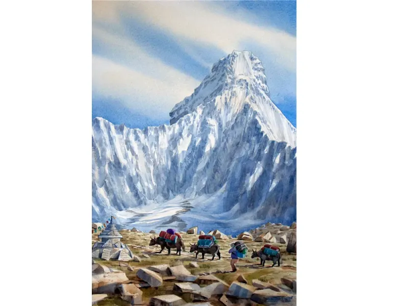 "Ama Dablam" Original Watercolor Painting
