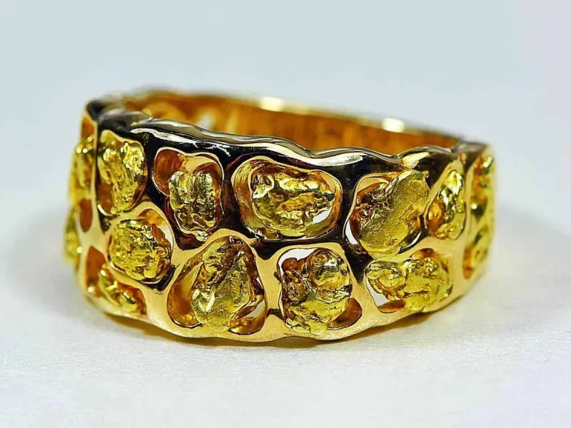 Orocal Natural Gold Nugget Band Men's Ring - RM184