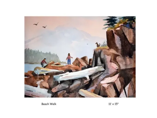 "Beach Walk" Original Watercolor Painting