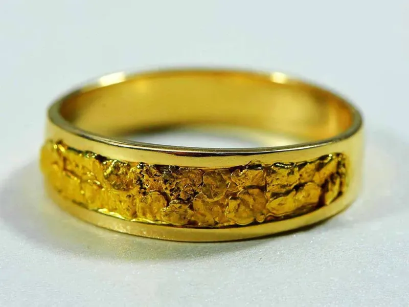 Orocal Genuine Gold Nugget Men's Band Ring - RM7MMT