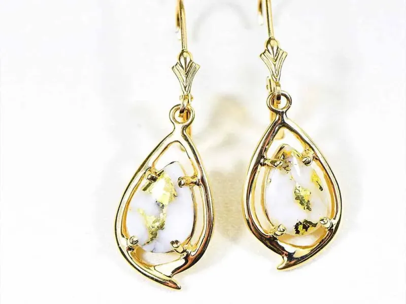 Orocal Gold Quartz Small Teardrop Leaver Back Earrings With Top Detail - EN774Q/LB