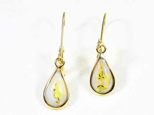 Orocal Gold Quartz Teardrop Leaver Back Earrings - EN433Q/LB