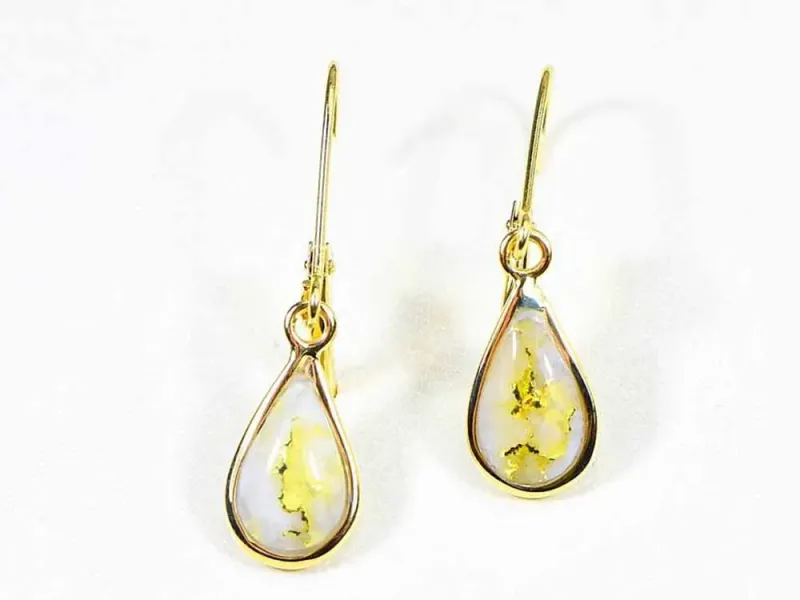 Orocal Gold Quartz Teardrop Leaver Back Earrings - EN433Q/LB