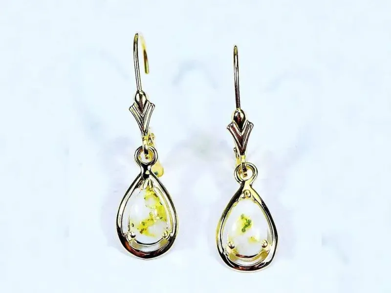Orocal Gold Quartz Small Teardrop Leaver Back Earrings - EN442Q/LB