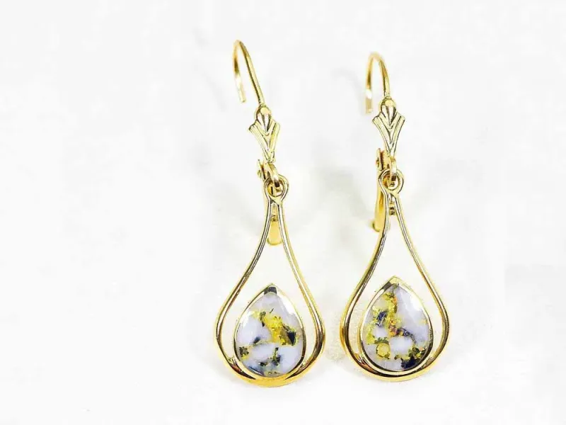 Orocal Gold Quartz Elegant Teardrop Leaver Back Earrings - EN869Q/LB