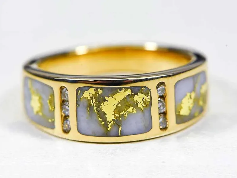 Orocal 3 Piece Gold Quartz Ladies Ring With 6 Diamonds - RL732D12Q