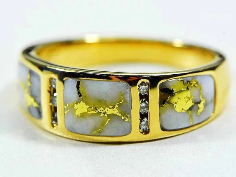 Orocal 3 Piece Gold Quartz Men's Ring With 6 Diamonds - RM732D12Q