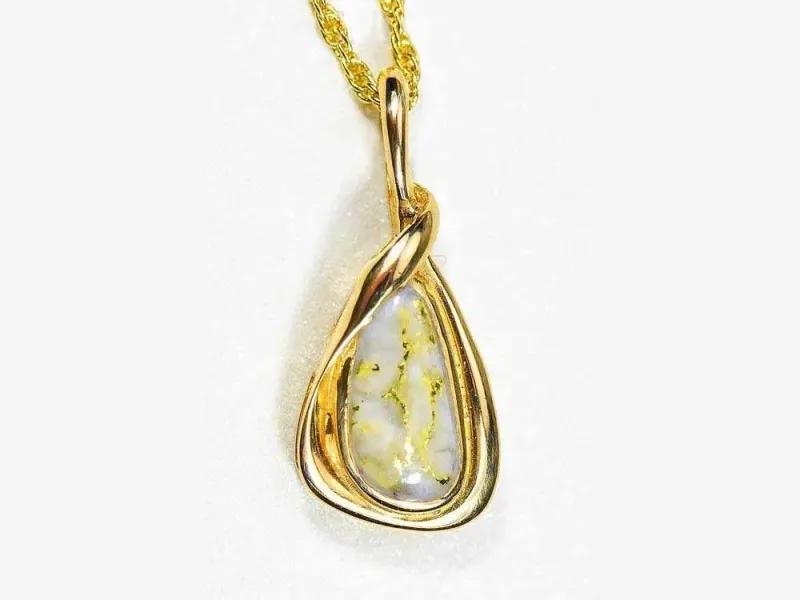 Orocal Gold Quartz Teardrop Pendant - PN822QX