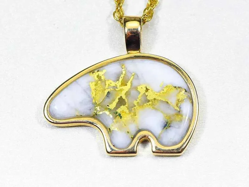 Orocal Gold Quartz Large Bear Pendant - PBR1JHQX