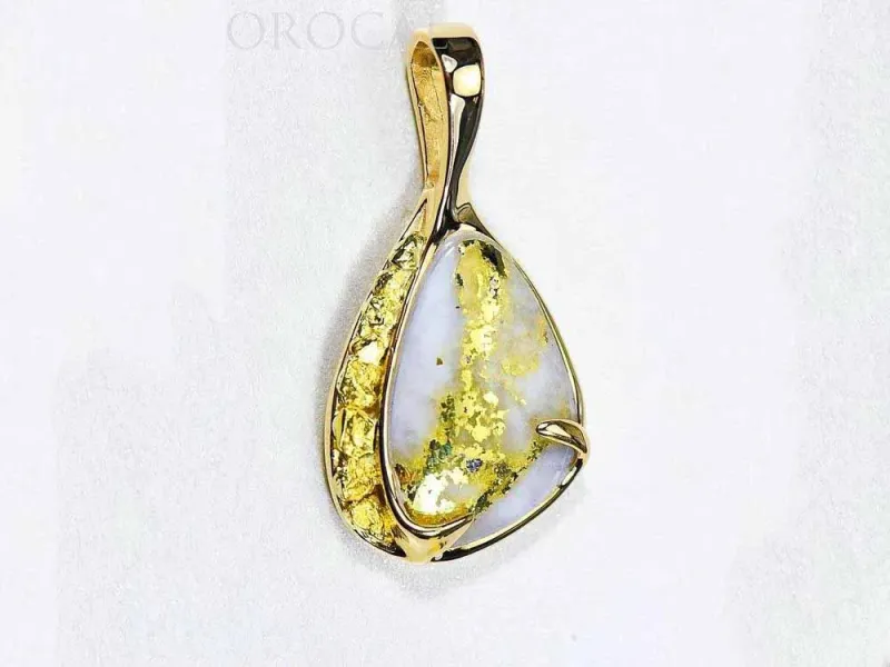 Orocal Gold Nugget & Gold Quartz Oval Pendant - PSC105QX