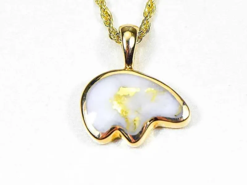 Orocal Gold Quartz Medium Bear Pendant - PBR1MHQX