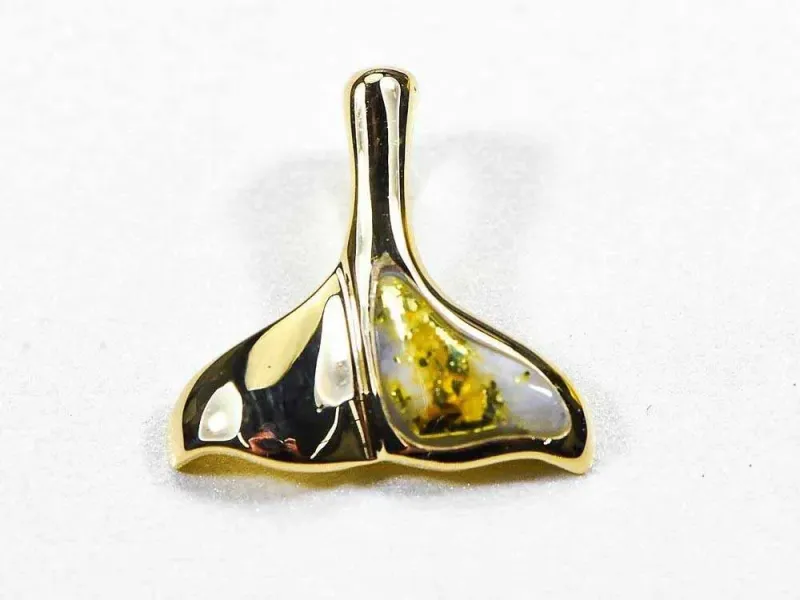 Orocal Gold Quartz Small Half Whale Tail Pendant - PDLWT12QX