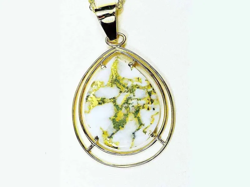 Orocal Gold Quartz Large Oval Pendant - PN1076JQ