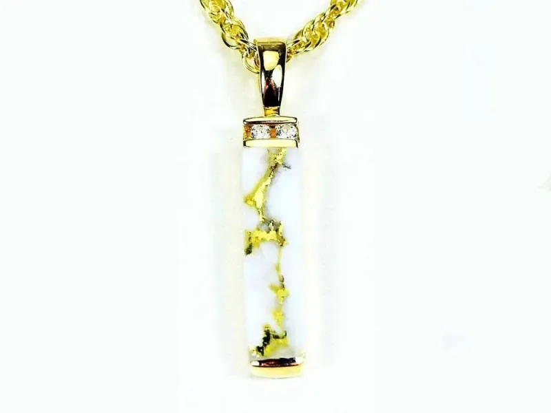 Orocal Gold Quartz & Diamond Column Pendant - PN894MDQ