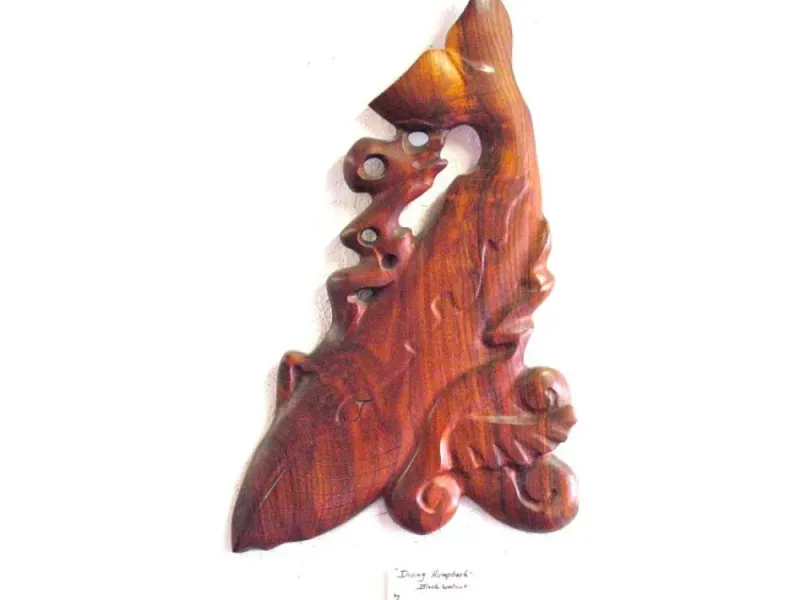 Diving Whale Wall Carving