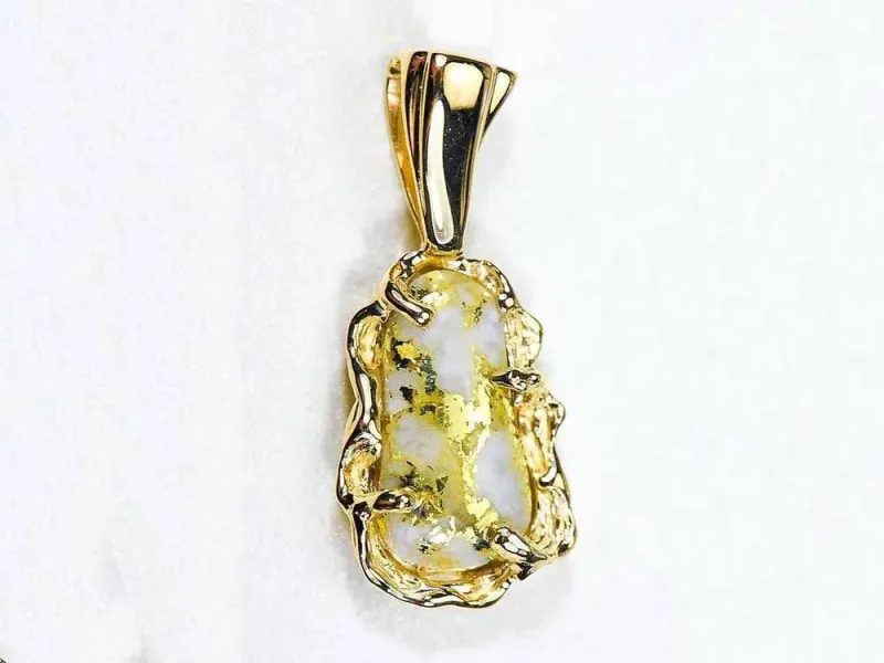 Orocal Gold Quartz Rounded Rectangle Pendant - PFFQ5X