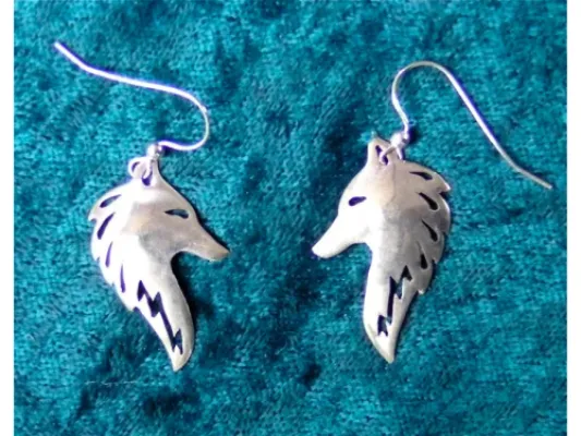 Wolf Head Silver Earrings