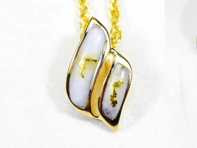 Orocal Gold Quartz Double Stripe Pendant - PN645QX