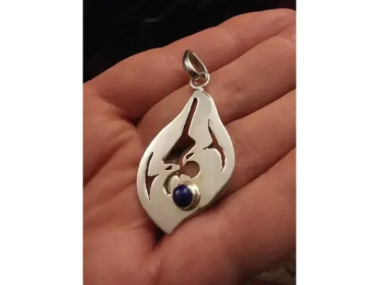 Eagle Mating Dance Silver Pendant