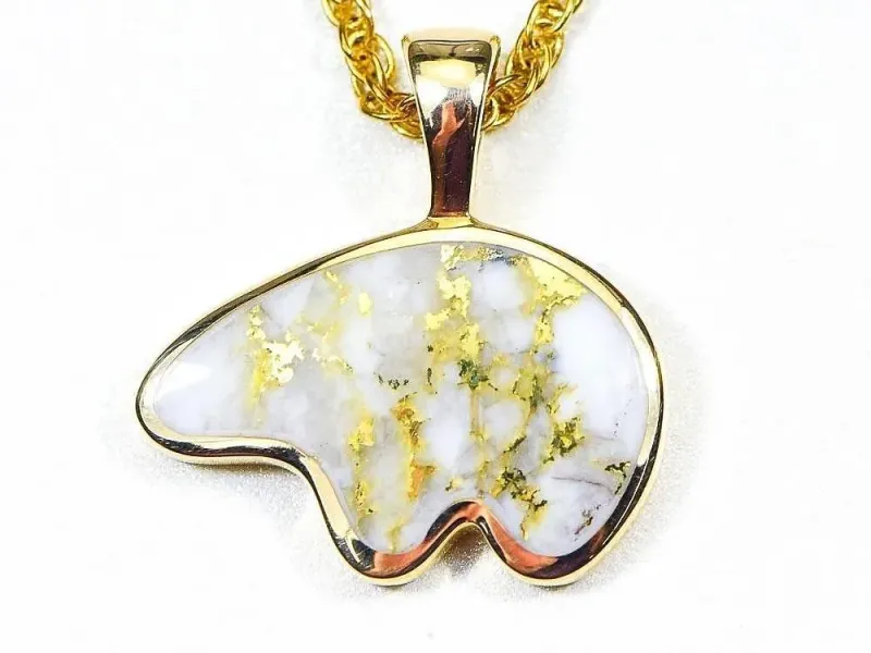 Orocal Gold Quartz Bear Pendant - PBR1XLHQX