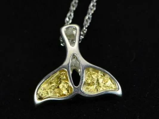 Orocal Mini Full Tail Gold Nugget Whale Tail Pendant - SPECIAL-PWT22NSS