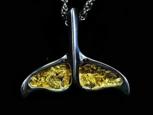 Orocal Full Wide Tail Gold Nugget Whale Tail Pendant - SPECIAL-PDLWT8MNSSX