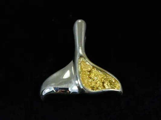 Orocal Small Half Tail Gold Nugget Whale Tail Pendant - SPECIAL-PDLWT13NSSX