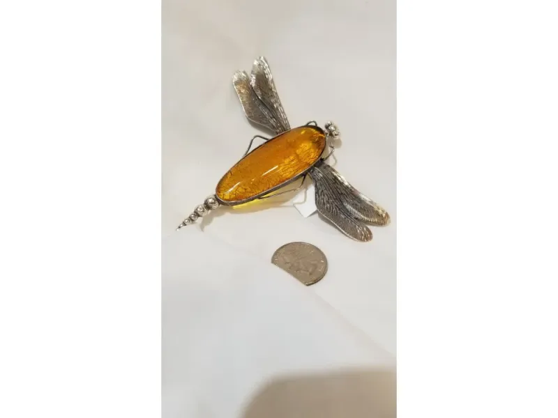 Baltic Amber Dragonfly Pin & Pendant