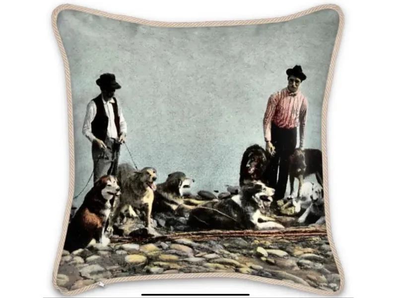 Alaska Huskies and Pioneer Mushers Silk Pillow