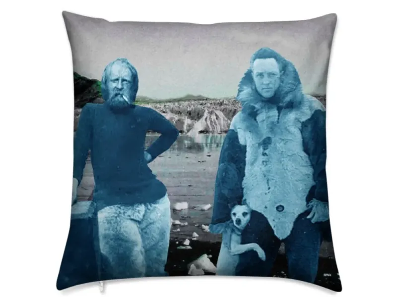 Arctic Explorers Admiral Richard Byrd and Randolf Franke at Alaska’s Muir Glacier Luxury  Pillow