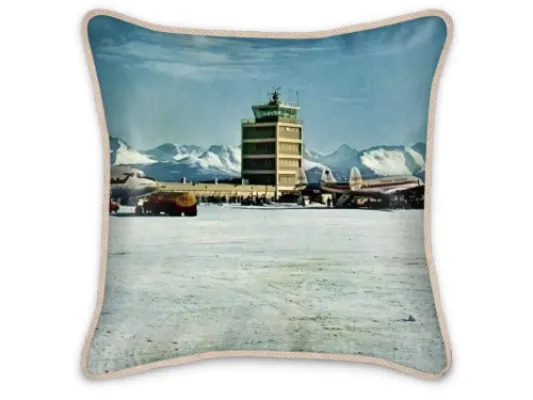 Alaska Anchorage Airport 1960s Silk Pillow
