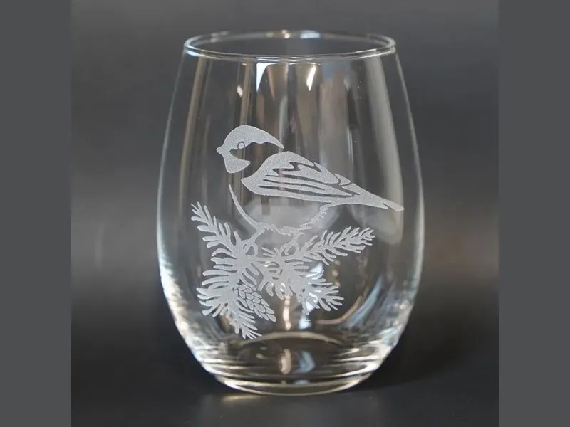 Chickadee Wine Glass