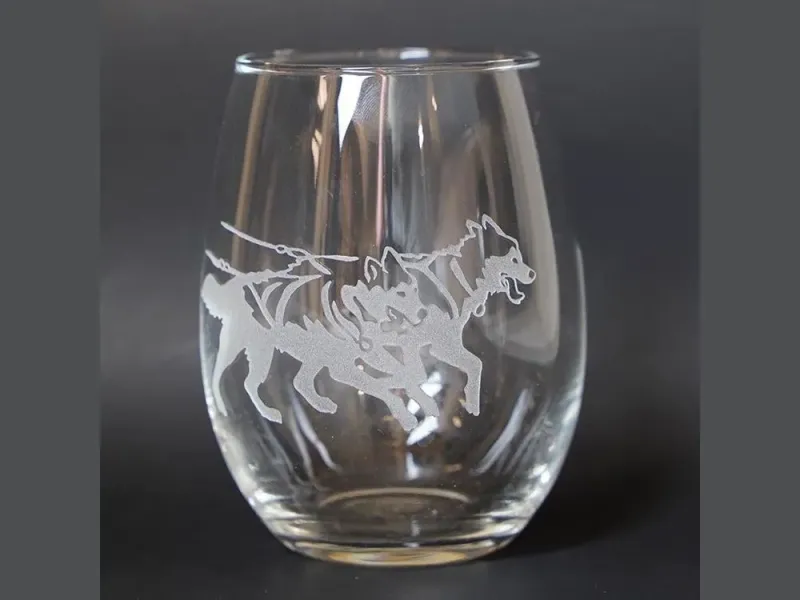 Sled Dogs Wine Glass