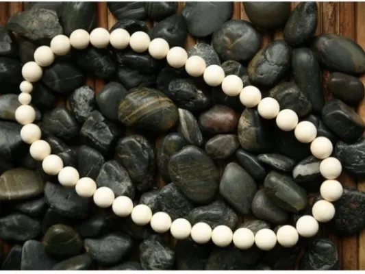 14mm Mammoth Ivory Round Bead Necklace