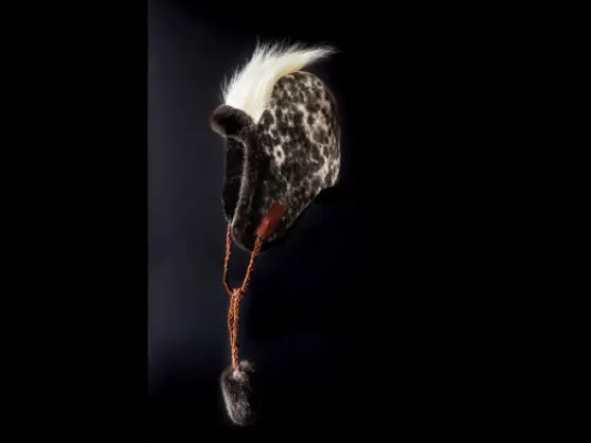 Polar Bear Fur Brim, Seal Skin Trapper Hat lined with Sea Otter Fur